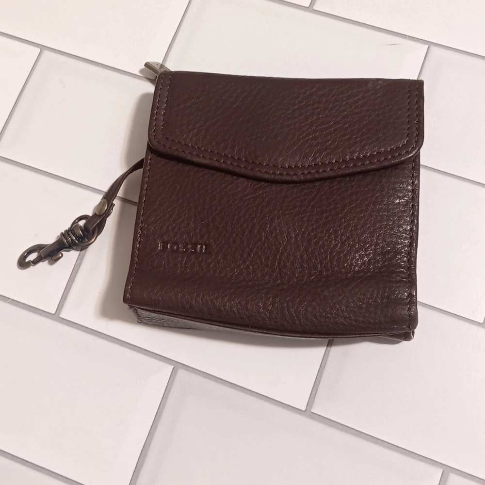 Fossil Brown Authentic Mini Walle Multifuction‎ 4"X3.7"X1"
